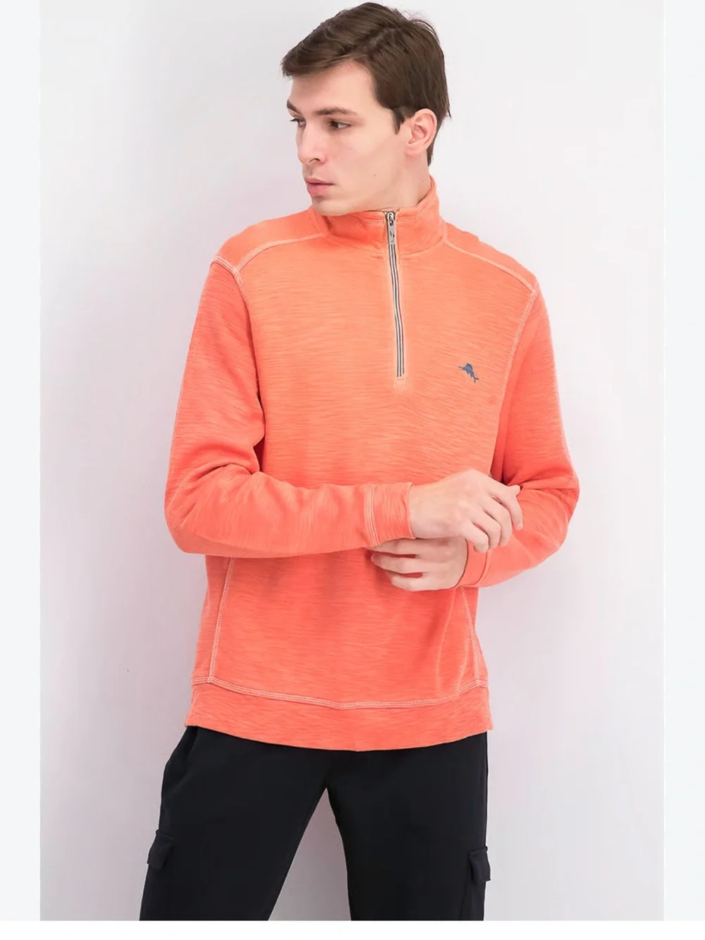 Tommy Bahama Montego Bay Textured Cotton Half Zip Pullover.